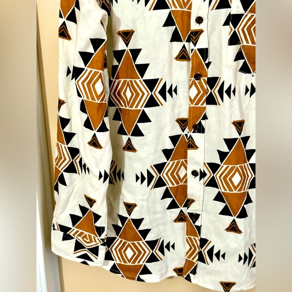 NWOT Pacsun Men’s Western Aztec 100% Cotton Long Sleeve Button Down Shirt Large - Picture 4 of 8